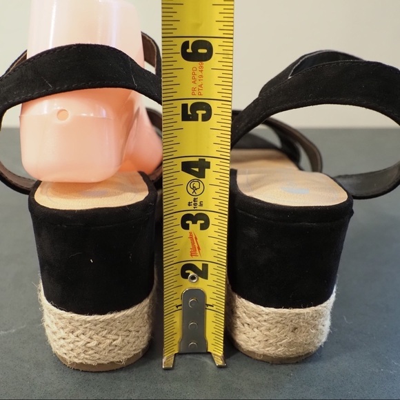 Big Buddha sz 10 black vegan fabric wedge espadrilles - Picture 14 of 15